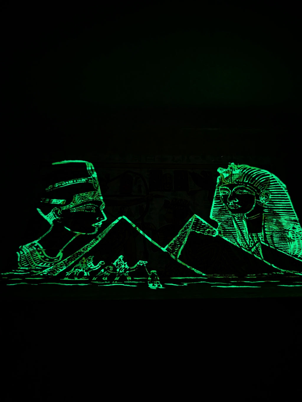 Egyptian Glow in the Dark Papyrus Art | Tutankhamun & Nefertiti Hunting Scene