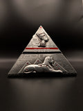 Handcrafted Egyptian pyramid jewellery box with hieroglyphic carvings, made by artisans in Luxor, Egypt