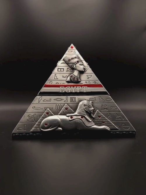 Handcrafted Egyptian pyramid jewellery box with hieroglyphic carvings, made by artisans in Luxor, Egypt